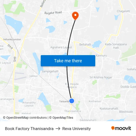 Book Factory Thanisandra to Reva University map