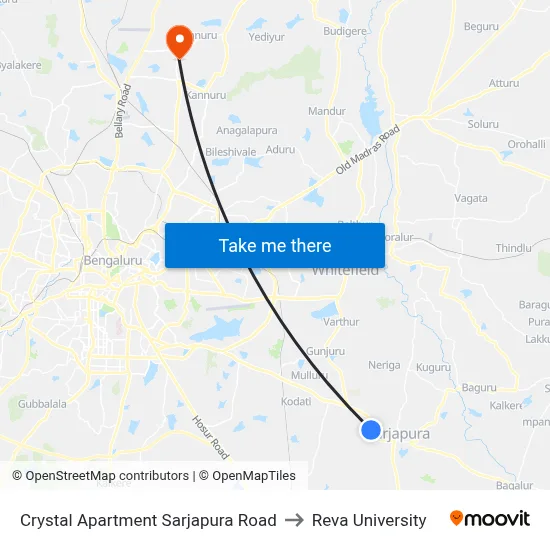 Crystal Apartment Sarjapura Road to Reva University map
