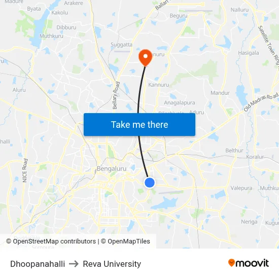 Dhoopanahalli to Reva University map