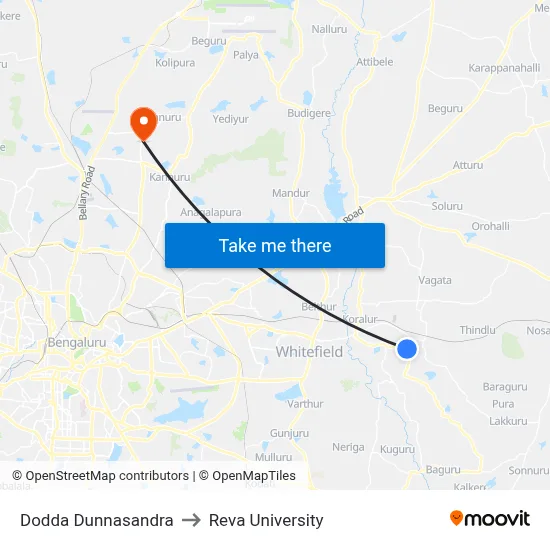 Dodda Dunnasandra to Reva University map