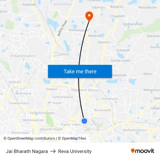 Jai Bharath Nagara to Reva University map