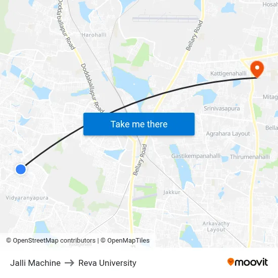 Jalli Machine to Reva University map