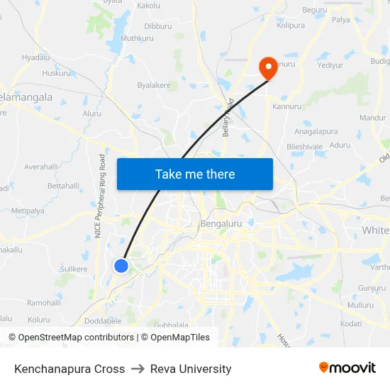 Kenchanapura Cross to Reva University map