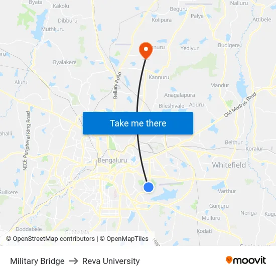 Military Bridge to Reva University map