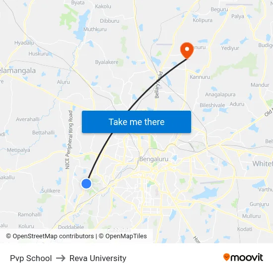 Pvp School to Reva University map