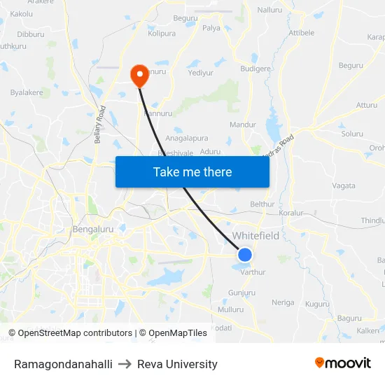 Ramagondanahalli to Reva University map