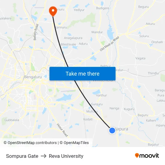Sompura Gate to Reva University map