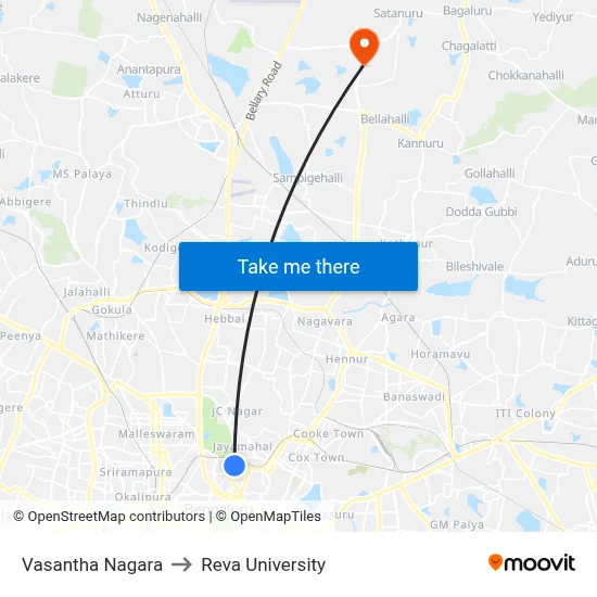 Vasantha Nagara to Reva University map