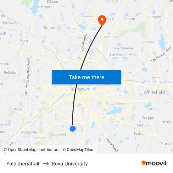Yalachenahalli to Reva University map