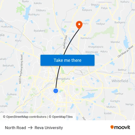 North Road to Reva University map