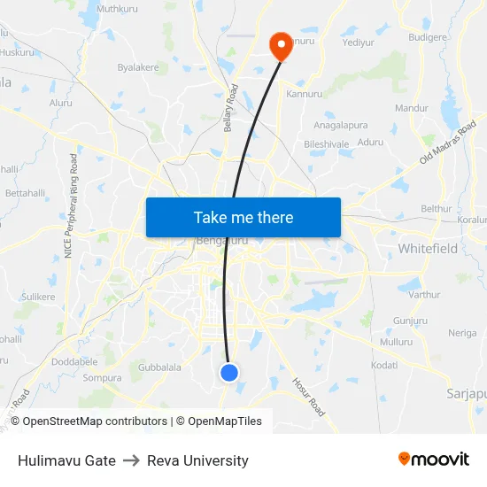 Hulimavu Gate to Reva University map
