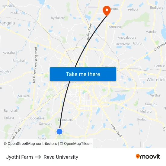 Jyothi Farm to Reva University map
