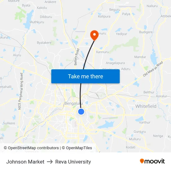 Johnson Market to Reva University map