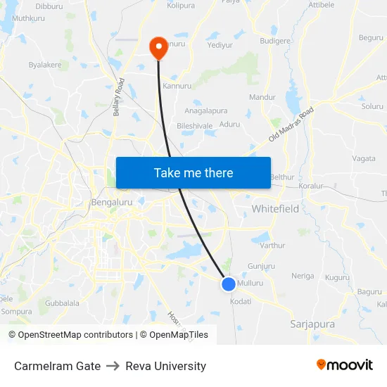Carmelram Gate to Reva University map