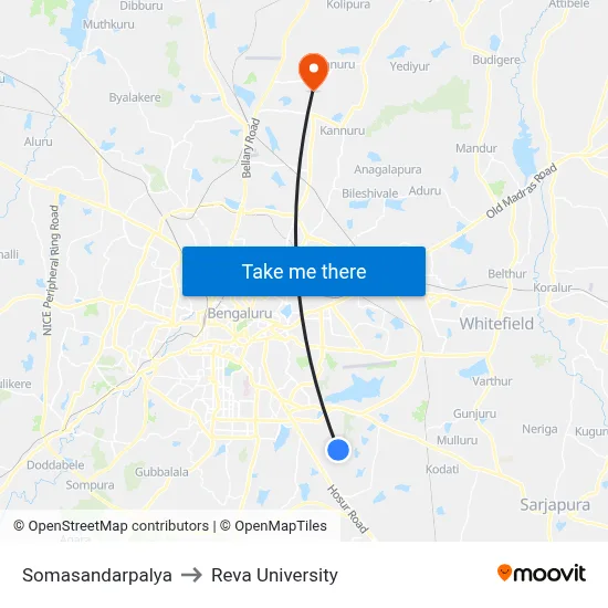 Somasandarpalya to Reva University map
