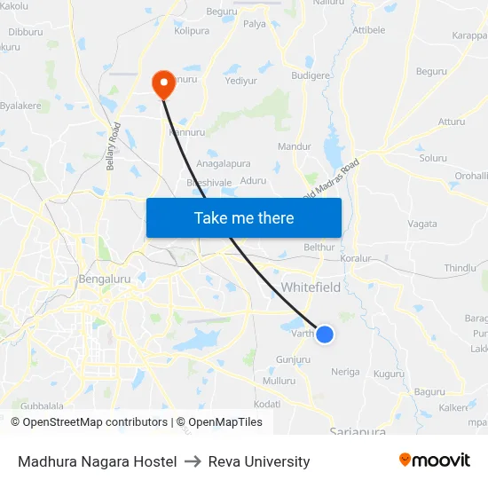Madhura Nagara Hostel to Reva University map