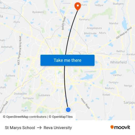 St Marys School to Reva University map