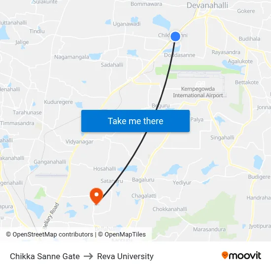 Chikka Sanne Gate to Reva University map