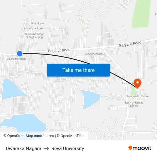 Dwaraka Nagara to Reva University map