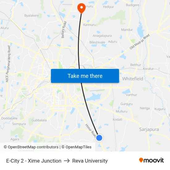 E-City 2 - Xime Junction to Reva University map