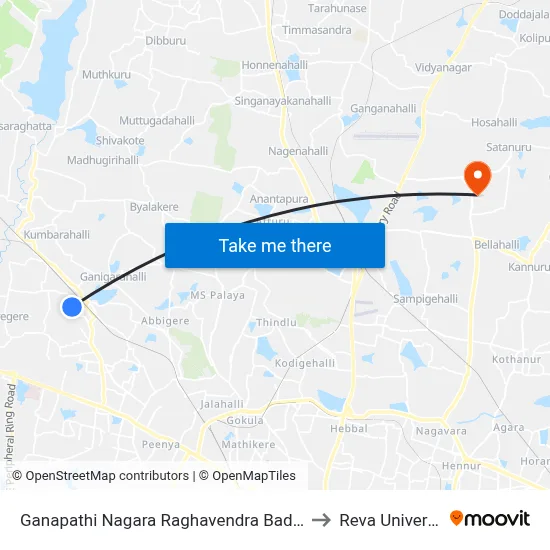 Ganapathi Nagara Raghavendra Badavane to Reva University map