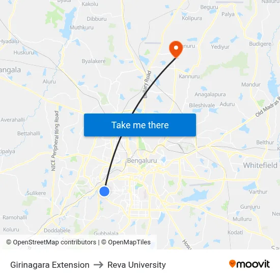 Girinagara Extension to Reva University map