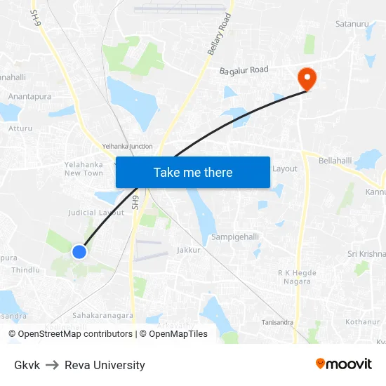 Gkvk to Reva University map