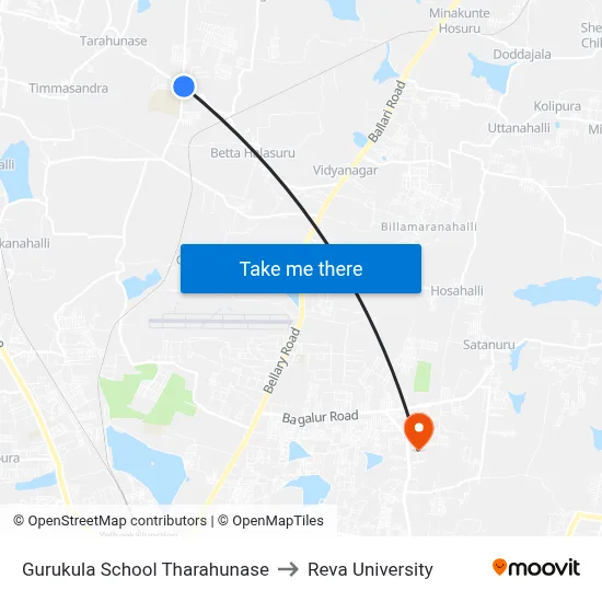 Gurukula School Tharahunase to Reva University map