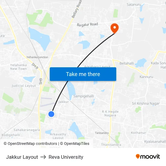 Jakkur Layout to Reva University map