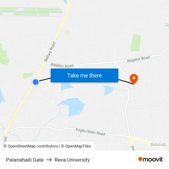Palanahalli Gate to Reva University map