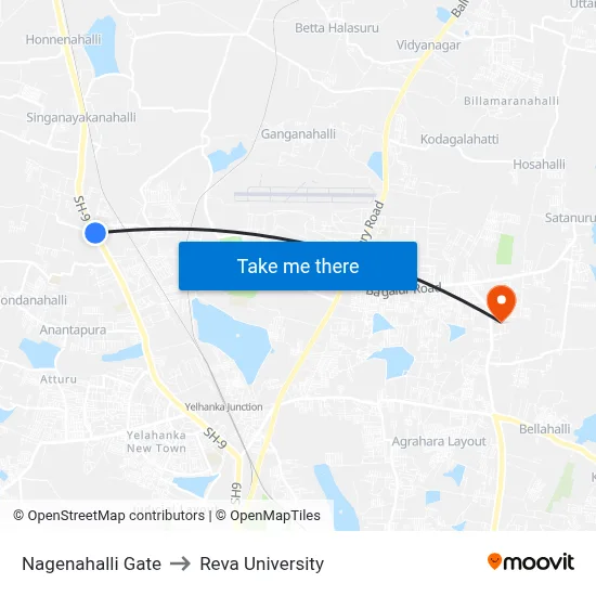 Nagenahalli Gate to Reva University map