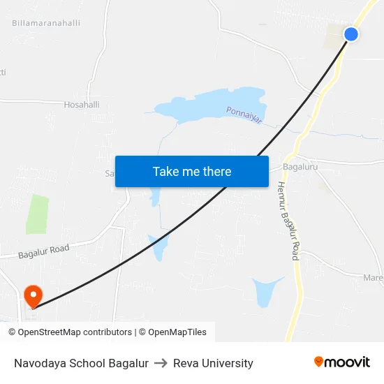 Navodaya School Bagalur to Reva University map
