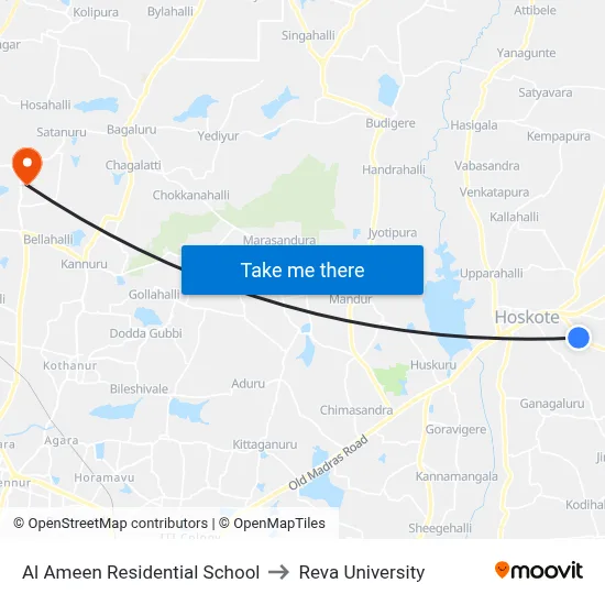 Al Ameen Residential School to Reva University map