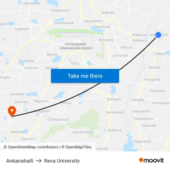 Ankanahalli to Reva University map