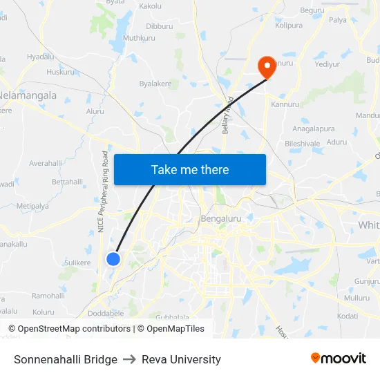 Sonnenahalli Bridge to Reva University map