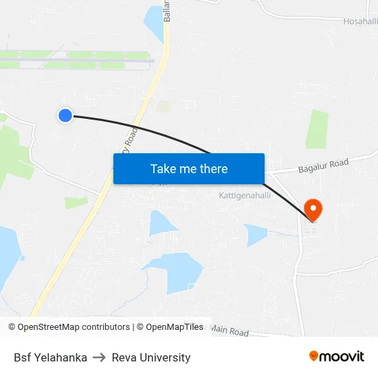 Bsf Yelahanka to Reva University map