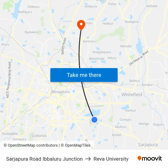 Sarjapura Road Ibbaluru Junction to Reva University map