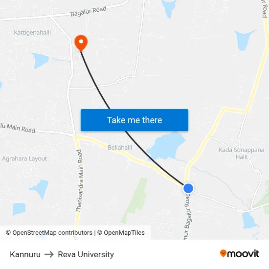 Kannuru to Reva University map
