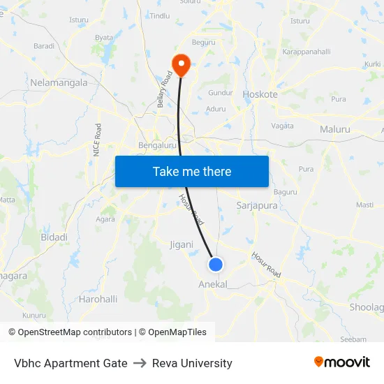 Vbhc Apartment Gate to Reva University map