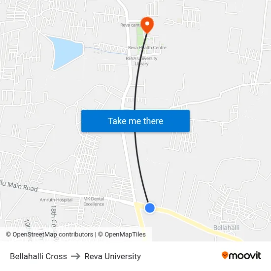 Bellahalli Cross to Reva University map