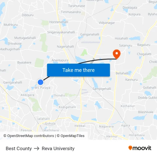 Best County to Reva University map