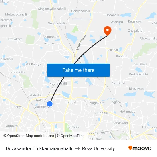 Devasandra Chikkamaranahalli to Reva University map