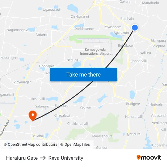 Haraluru Gate to Reva University map