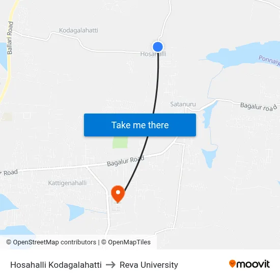 Hosahalli Kodagalahatti to Reva University map