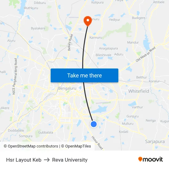 Hsr Layout Keb to Reva University map