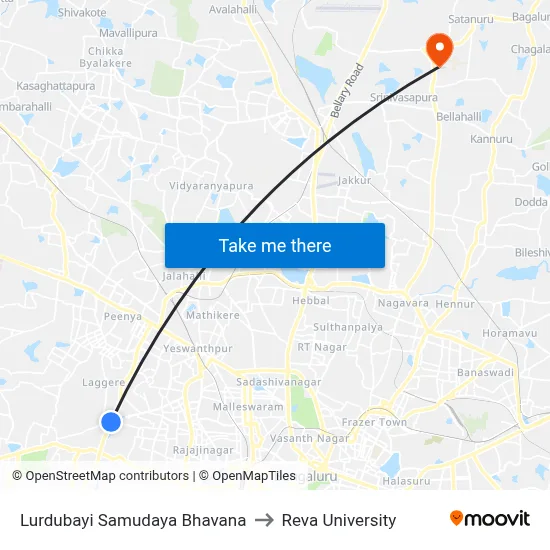 Lurdubayi Samudaya Bhavana to Reva University map