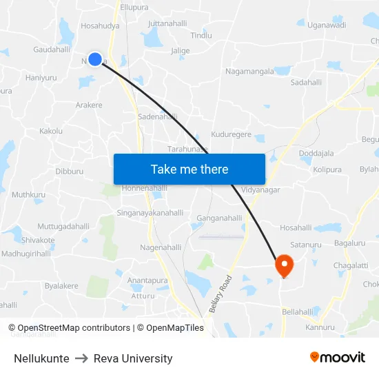 Nellukunte to Reva University map