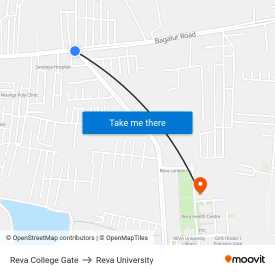 Reva College Gate to Reva University map