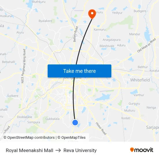 Royal Meenakshi Mall to Reva University map