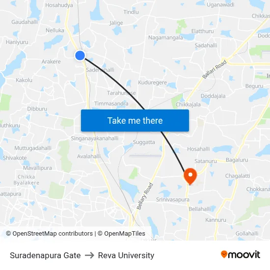 Suradenapura Gate to Reva University map